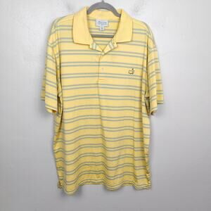 Vintage Masters Performance Polo Shirt Mens XL Yellow‎ Green Stripe Preppy Golf